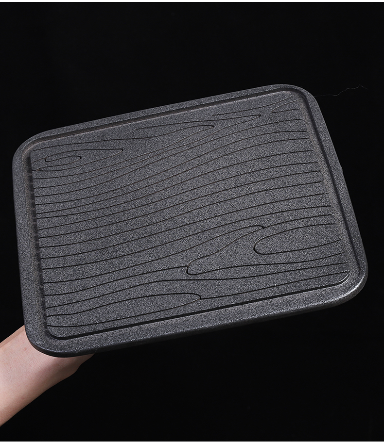 Dry tea tray tray household contracted porcelain ceramic creative modern square Japanese archaize coarse pottery, black pottery