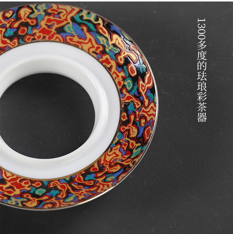 Colored enamel ceramic kung fu tea cup three hand grasp tureen tea set 5 Chinese style restoring ancient ways is big