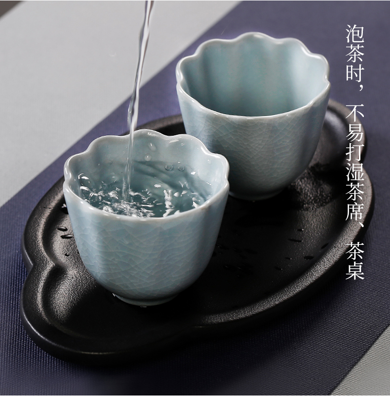 Xiangyun kung fu tea tray of black black Japanese zen wind coarse pottery tea saucer dish ceramic tea water dry sea mercifully pot of bearing