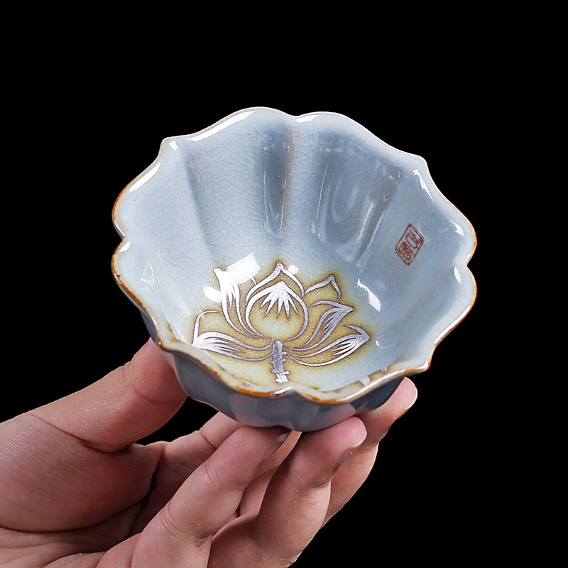 Hand - made anemones your up individual cups sliced open cups can raise large porcelain tea master cup of pure manual single CPU