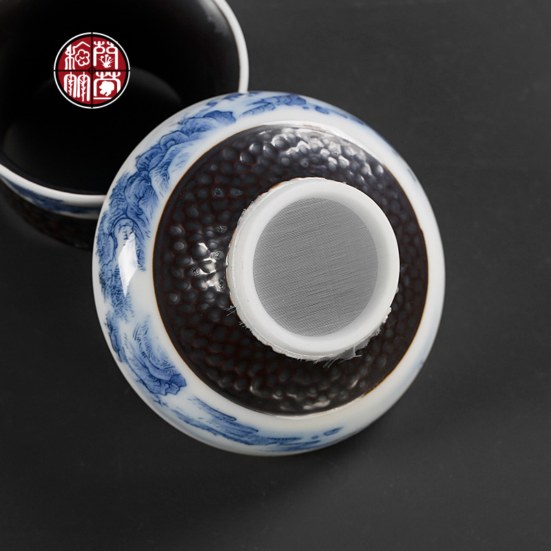 Kung fu tea screen filter holder, slag insulation tea ceramic creative move retro by patterns leak tea filter