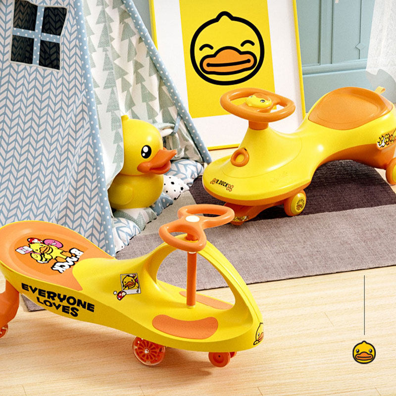 Small Yellow Duck Twisted Car Children with Fried Trolley Silent Wheel Anti Side Turning Baby Swing Car Baby Balance Slip Wagon