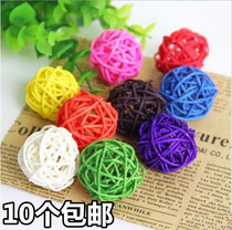 Colored rattan ball parrot nibbling toy ball pet bird foot foot grab foot toy