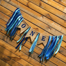 High-grade one-year-old silk flag dining chair skirt decoration 123-year-old childrens birthday Party arrangement dress-up Party decoration