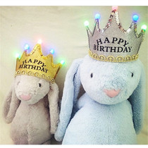 Childrens crown birthday hat Glitter Princess Adult luminous cake hat with light party decoration year-old baby hat