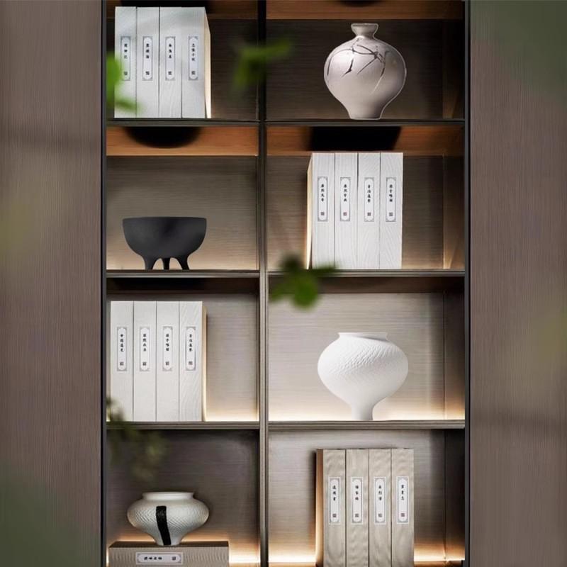 Modern New Chinese-Style Home Model Room Tea Room Decorations Living Room Side Cabinet Display Rack Flower Props Books and Ornaments