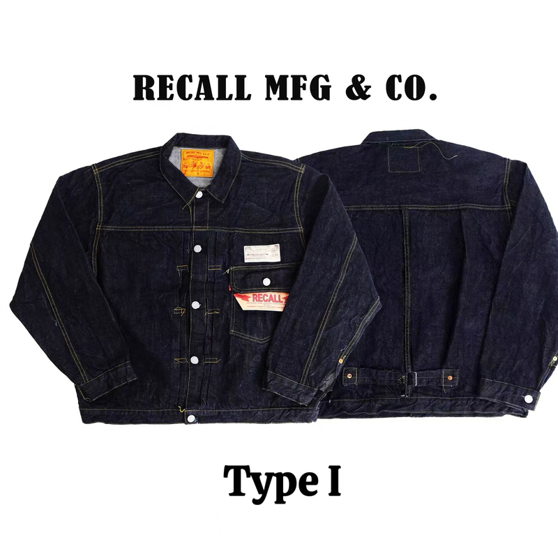 Recall Generation Jacket Type I Handmade T-Back Selvedge Denim American Retro Jacket 14oz Recall Generation Jacket Type I Handmade T-Back Selvedge Denim American Retro Jacket 14oz