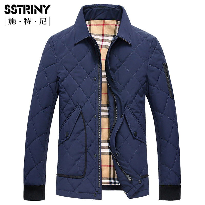 Stney men's autumn and winter windbreaker men's medium and long slim men's lapel down thick windproof jacket