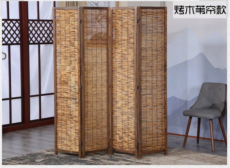 Cỏ nghệ thuật sống rơm Trung Quốc phong cách màn hình phân vùng thời trang gấp màn hình thủ công rỗng đơn giản rắn gỗ gấp hiên di động - Màn hình / Cửa sổ vách trang trí phòng khách