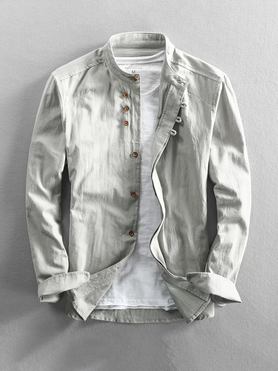 Ethnic shirt, long-sleeve, jacket, Chinese style, ethnic style, cotton and linen