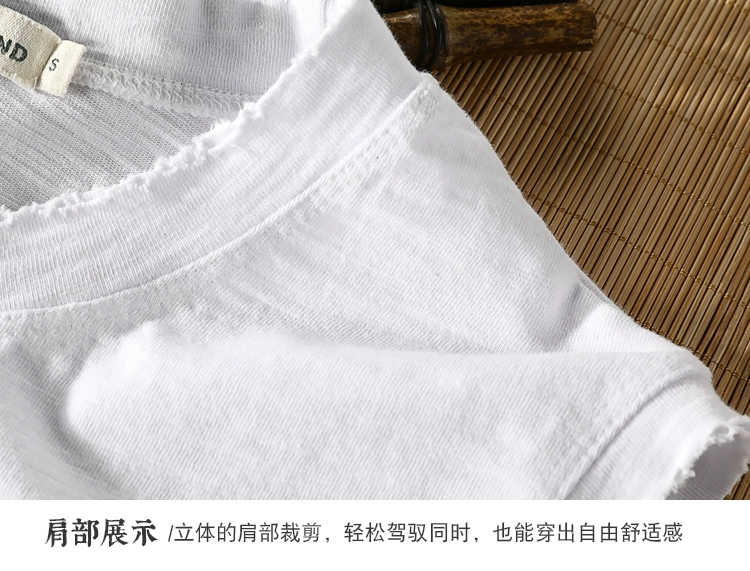 Áo cotton nam chất liệu cotton màu sắc gãy cạnh mùa hè thanh niên mỏng manh thể thao chạm đáy từ áo nỉ - Áo vest cotton