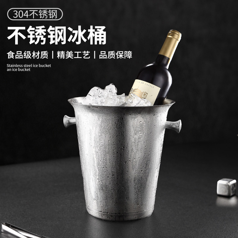 ステンレス製ヨーロピアンスタイルの赤ワイン用アイスバケット、大型ワインバケット、シャンパンバケット、金銀の耳付きアイスバケット