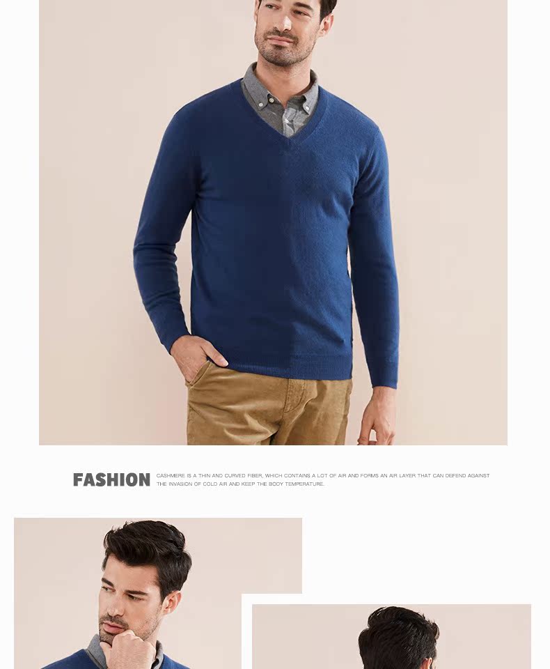 Áo len cashmere cổ chữ V áo len nam