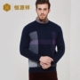 Hengyuanxiang kinh doanh kẻ sọc lớn nam cashmere áo len mùa thu và mùa đông dài tay cổ tròn tinh khiết cashmere áo len áo len dày áo đôi nam nữ