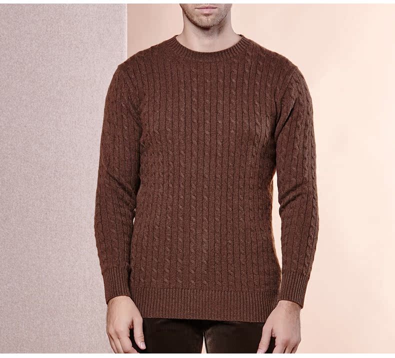 Hengyuanxiang nam xoắn tinh khiết cashmere áo len mùa thu và mùa đông vòng cổ màu rắn dài tay áo thun áo len nam áo len dày