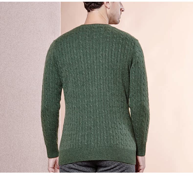 Hengyuanxiang nam xoắn tinh khiết cashmere áo len mùa thu và mùa đông vòng cổ màu rắn dài tay áo thun áo len nam áo len dày