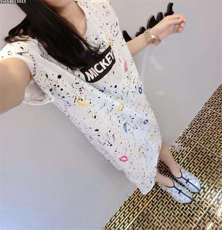 Mùa hè Hàn Quốc phiên bản của ngắn tay nightdress nữ dễ thương đoạn dài phim hoạt hình lỏng đồ ngủ nữ sinh viên mùa hè thường nhà dịch vụ