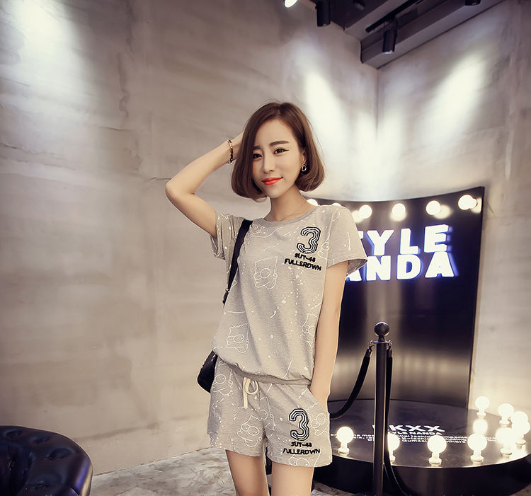 Ngắn tay của phụ nữ Hàn Quốc đồ ngủ mùa hè lỏng sinh viên thể thao giản dị dịch vụ nhà cộng với phân bón phù hợp với có thể được đeo bên ngoài phù hợp với đồ ngủ lụa