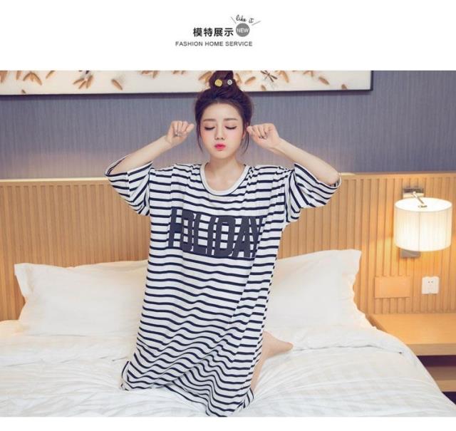 Mùa hè Hàn Quốc phiên bản của ngắn tay nightdress nữ dễ thương đoạn dài phim hoạt hình lỏng đồ ngủ nữ sinh viên mùa hè thường nhà dịch vụ