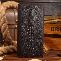 2023 mens oil wax cow leather long purse crocodile grain leather cow leather casual money clip