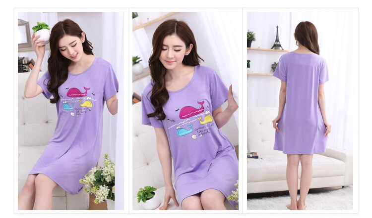 2018 mùa hè của phụ nữ nightdress ngọt lady đồ ngủ ngắn tay cotton nửa tay nightdress cộng với phân bón XL ăn mặc