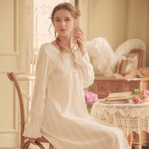 AVUA nightgown women court style retro cotton autumn princess sweet cute long sleeves thin long skirt fairy pajamas