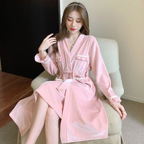2021 Winter New Gold Velvet Pajamas Womens Long Sleeves Sexy Suspender Nightgown Sexy Nightgown Two-Piece Loungewear