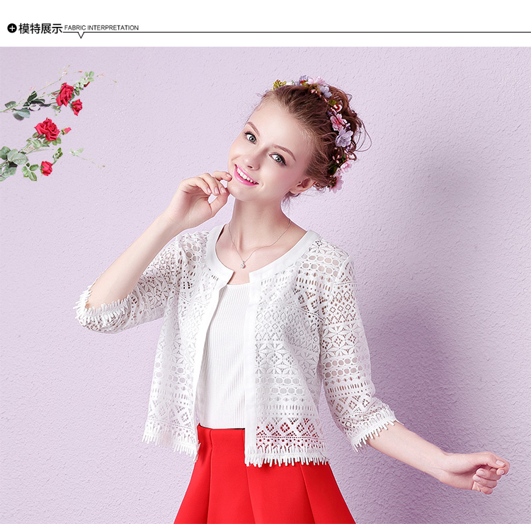 Mùa thu 2018 mới áo len nữ mùa hè áo voan ngắn áo choàng nhỏ khăn choàng chống nắng áo sơ mi hoa nhỏ sơ mi trắng