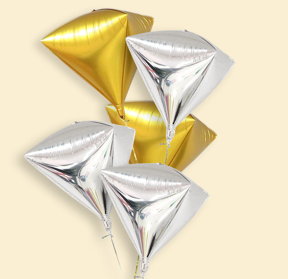 New 24-inch 4D diamond aluminum film balloon party wedding decoration scene aluminum foil metal sense floating window decoration