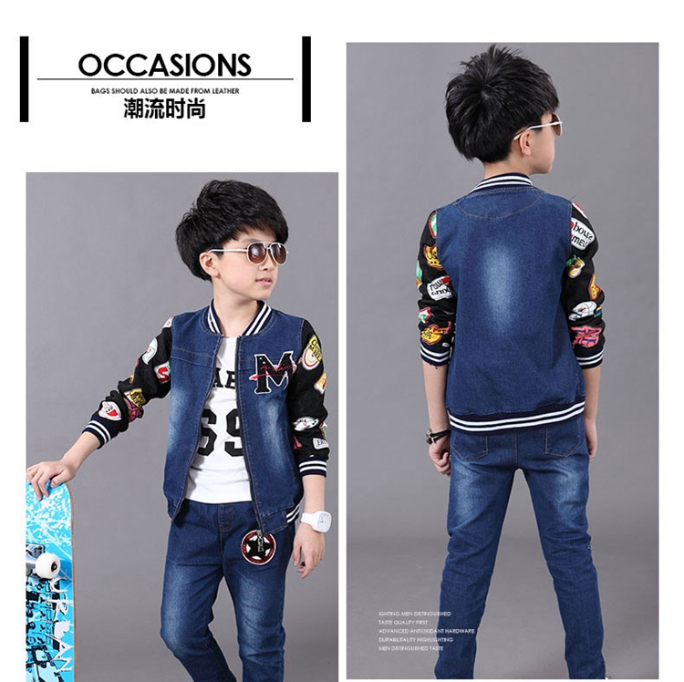 Mẫu mới cho bé mùa thu đông 2018 bé trai trẻ em phiên bản Hàn Quốc của bộ đồ denim ba mảnh cộng với áo hai dây nhung cho bé quần áo bé trai