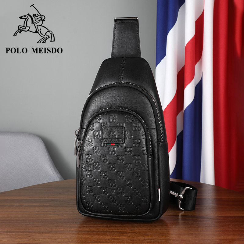 British Paul Chest Bag Men's Leather Large-capacity Messenger Bag Top Layer Leather Shoulder Bag 2021 New Trendy Brand