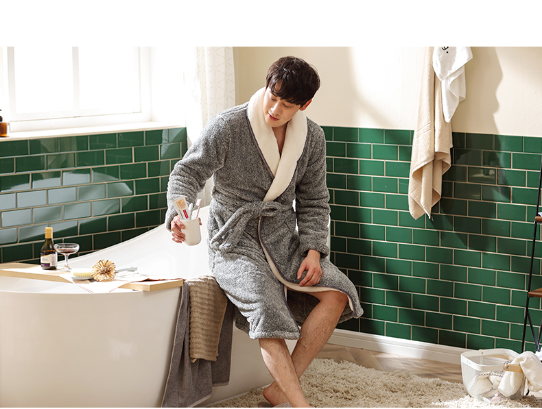 Cặp vợ chồng áo choàng tắm áo ngủ nam và nữ mùa thu đông áo choàng ngủ nam