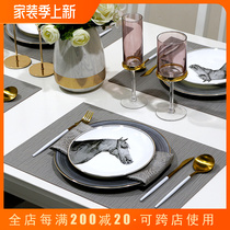 Western dining mat waterproof and anti-scalding table mat Eurostyle grey upscale steak dinner plate Extravagant Home Light Lavish Bowl Mat