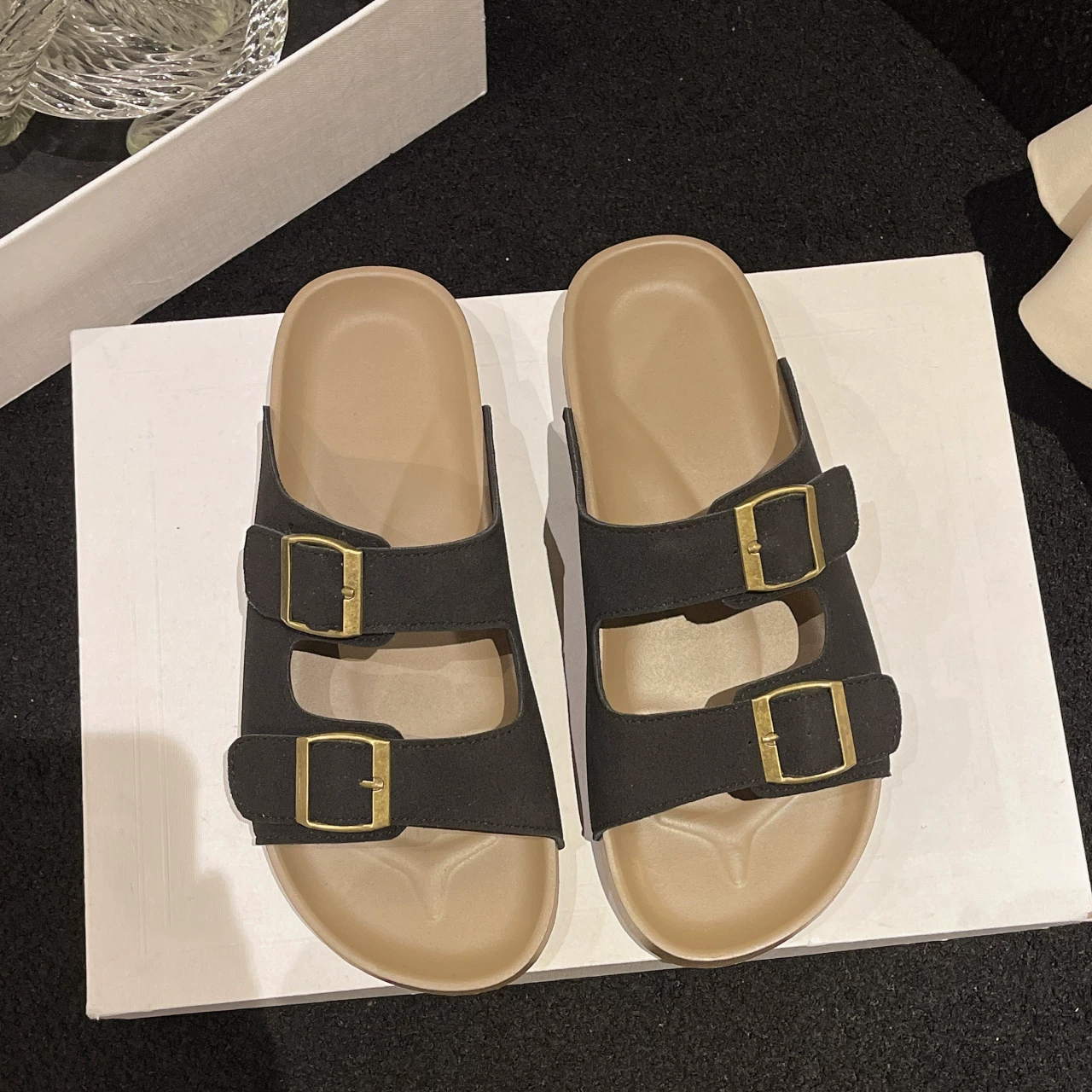 Шлепанцы Birkenstock женские лето верхняя одежда 2026 новый стиль lazy slip-on с мягкой подошвой толстая подошва плоская подошва пляжные sandals большого размера