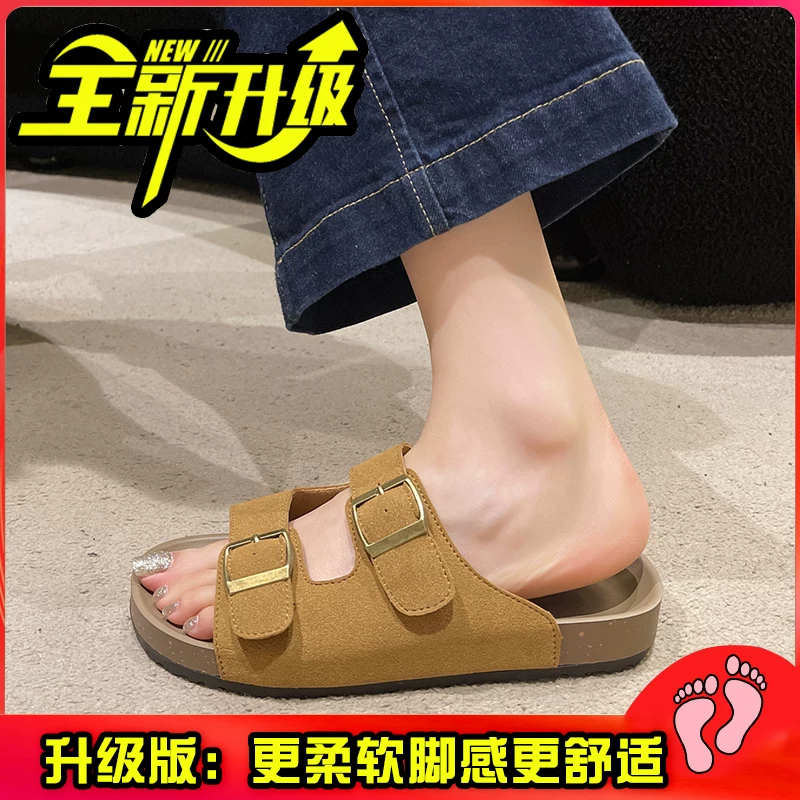 Шлепанцы Birkenstock женские лето верхняя одежда 2026 новый стиль lazy slip-on с мягкой подошвой толстая подошва плоская подошва пляжные sandals большого размера