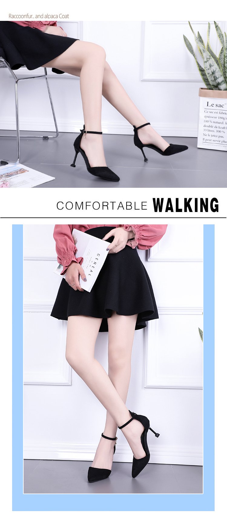 2019 phiên bản tiếng Hàn mới của Baotou khóa sandal nữ mùa xuân với giày cao gót màu đen gợi cảm shop giay dep