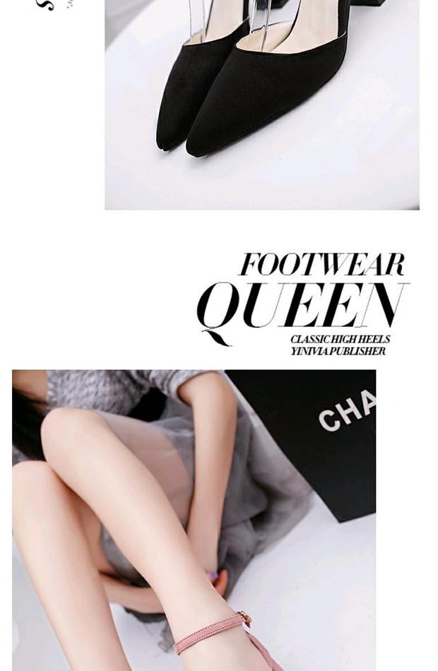 Thu đông 2018 phiên bản Hàn Quốc mới của khóa từ có mũi nhọn dày với giày cao gót đế xuồng đế xuồng dép dior