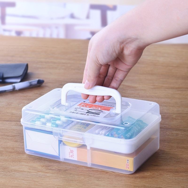Japan imported SANADA mini first aid box household small medicine box portable household plastic medicine box small