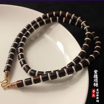 Upscale Thai Buddha brand Old material Purple Sandalwood Inlaid Bone Buddha Pearl Necklace male and female length Pendant Pendant Rope Chain