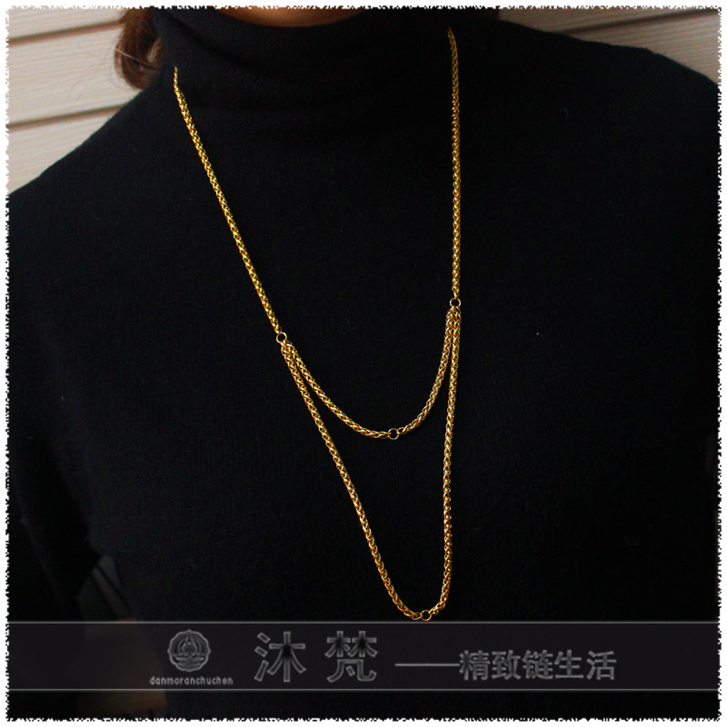 Buddha brand chain Thailand 18K gold necklace male and female double hanging jade pendant more than three four five two hanging chain does not fade