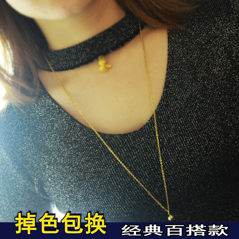 Thai buddhare chain sub 18K gold color necklace male and female long version without dropping color minimalist hair dressing double hanging multiple hang