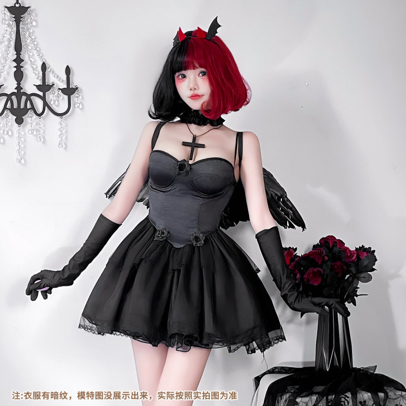 Angel Halloween Costume Adult Ghost Bride Dark Gothic Demon Cosplay Performance Outfit Sexy Dress Angel Halloween Costume Adult Ghost Bride Dark Gothic Demon Cosplay Performance Outfit Sexy Dress