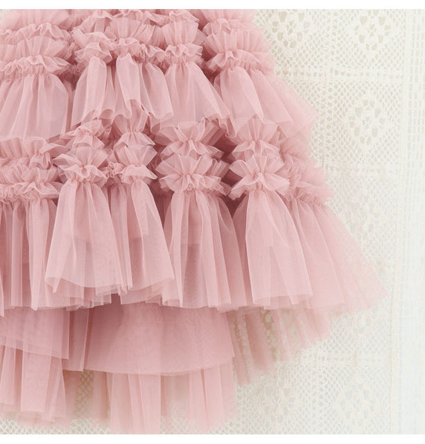 Girls Irregular Mesh Princess Skirt Sweet and Fashionable Cake Skirt 2022 Spring and Summer Korean Version Fairy Half-Length Skirt