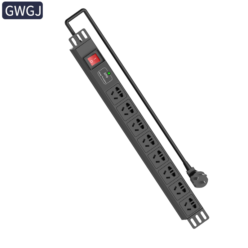 Pdu Cabinet Dedicated Power Socket 1U 8-Position 19-Inch 10A Dual Switch Lightning Protection Aluminum Alloy Power Strip
