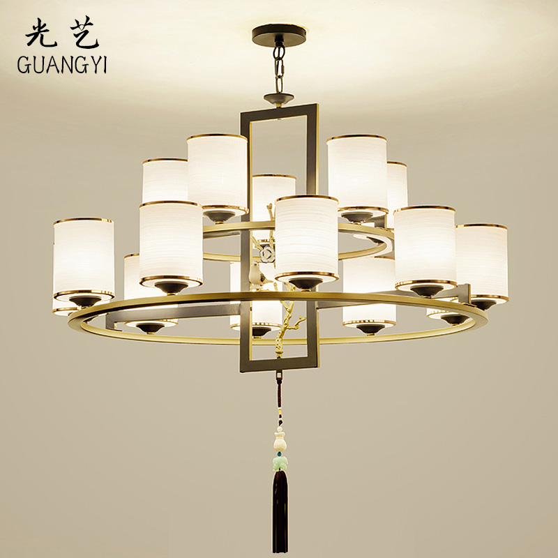 New Chinese Chandelia Living-room Lamp Bedroom Lamp Retro China Wind Golden Brief Atmospheric Villa Hall Creative Lamps