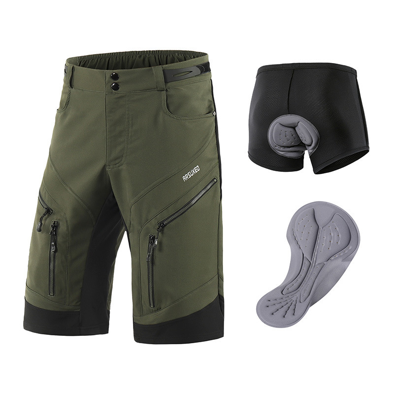 Professional Road and Mountain Bike Cycling Shorts for Men, Off-Road Cycling Sponge Cushion Two-In-One Quick-Drying Five-Point Shorts