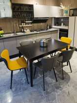 Italian Minimalist Square Rock Plate Table Modern Minima Household Small Household Solid Wood Economy Type Dining Table And Chairs Combination