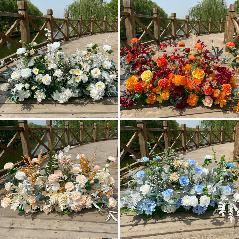 Wedding flower row row flower road flower simulation silk flower hotel wedding decoration supplies decoration strip hanging flower props