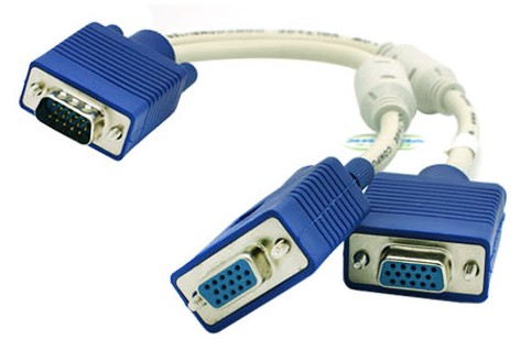 VGA male to 2 VGA female transfer cable twin cable VGA one-to-two cable with double magnetic ring