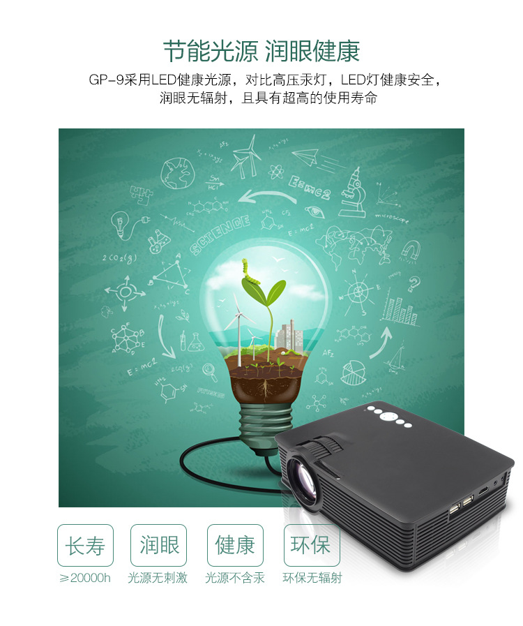 轰天 炮 Máy chiếu GP9 HD Máy chiếu mini thông minh Android Máy chiếu WiFi không dây Điện thoại di động có cùng màn hình - Máy chiếu